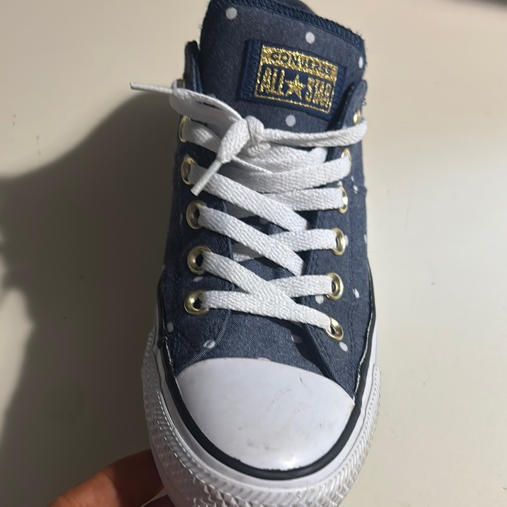 Converse Navy and White Dot High-Tops